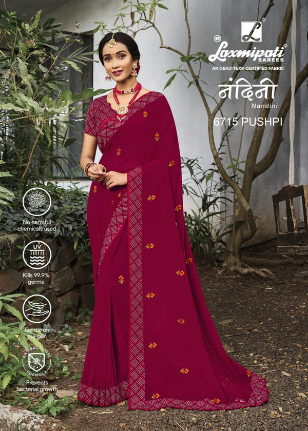 Laxmipati Nandini 6715 Maroon Georgette Saree