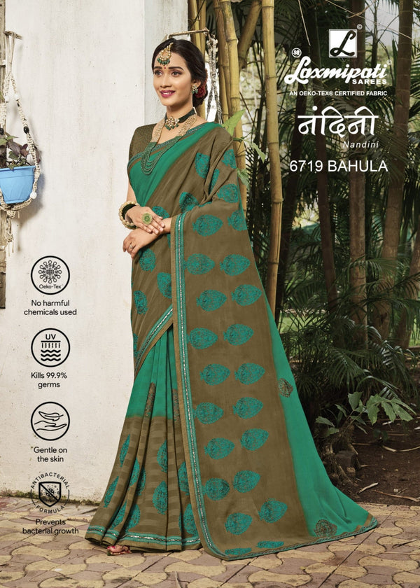 Laxmipati Nandini 6719 Green Chiffon Saree