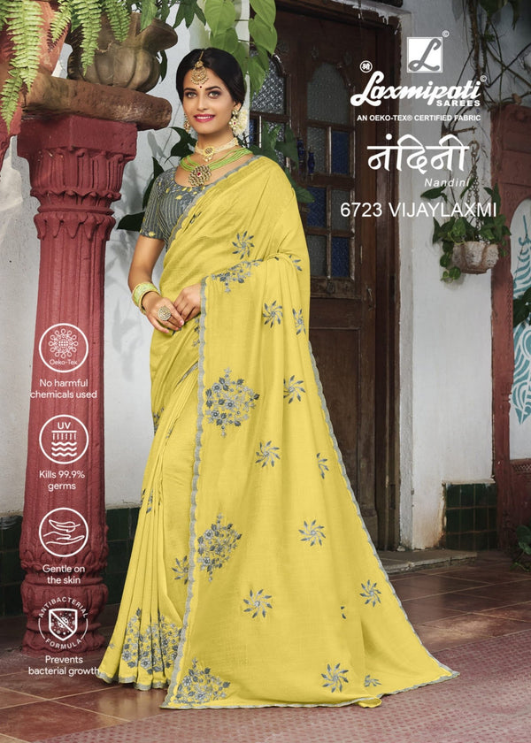 Laxmipati Nandini 6723 Yellow Raw Silk Saree