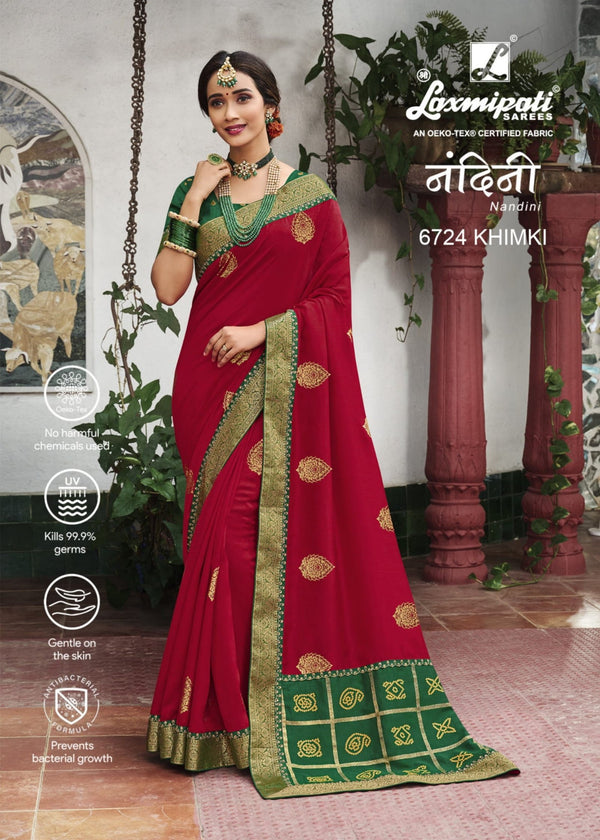 Laxmipati Nandini 6724 Red Raw Silk Saree