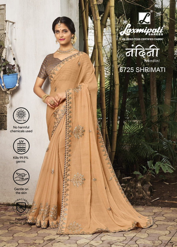 Laxmipati Nandini 6725 Peach Chiffon Saree