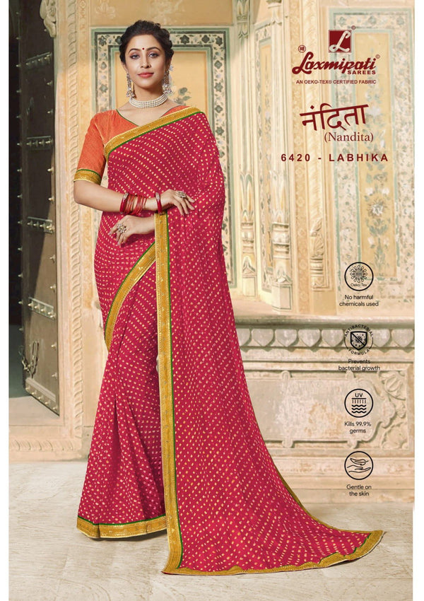 Laxmipati Nandita 6420 Red Chiffon Saree