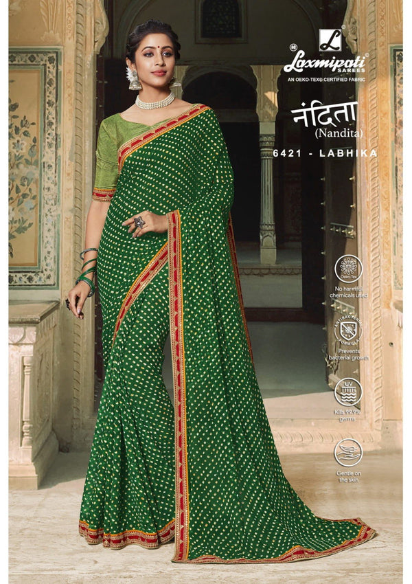 Laxmipati Nandita 6421 Green Chiffon Saree