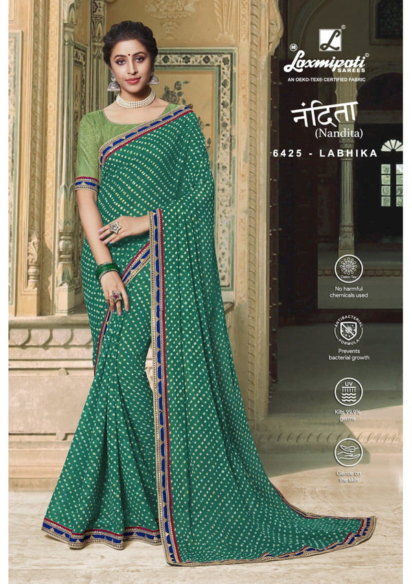 Laxmipati Nandita 6425 Green Chiffon Saree