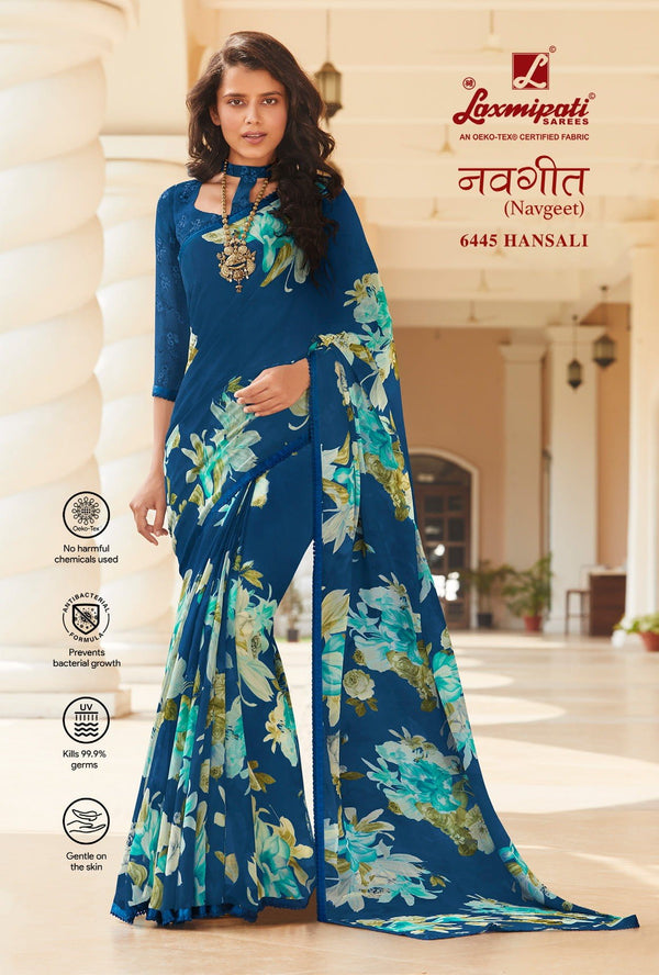 Laxmipati Navgeet 6445 Blue Georgette Saree