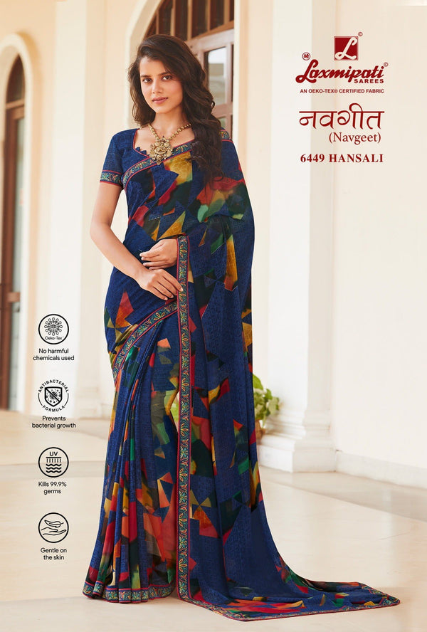 Laxmipati Navgeet 6449 Blue Georgette Saree