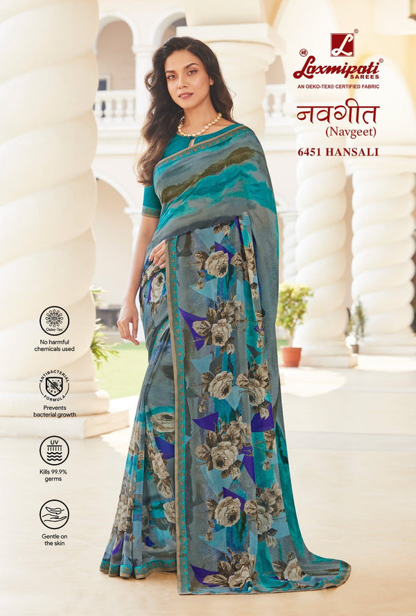 Laxmipati Navgeet 6451 Blue Georgette Saree