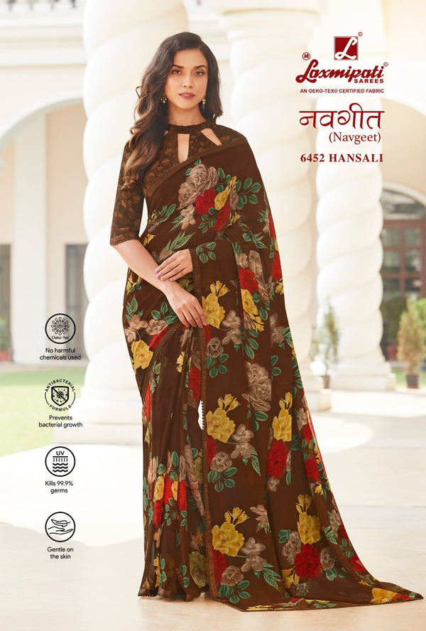 Laxmipati Navgeet 6452 Brown Georgette Saree