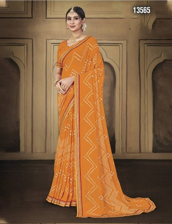 Laxmipati Navniya Pm-13565-A Yellow Chiffon Saree