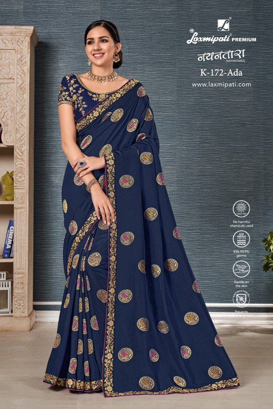 Laxmipati Nayantara K-172 Navy Blue Silk Saree