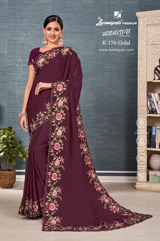 Laxmipati Nayantara K-176 Wine Organza Saree