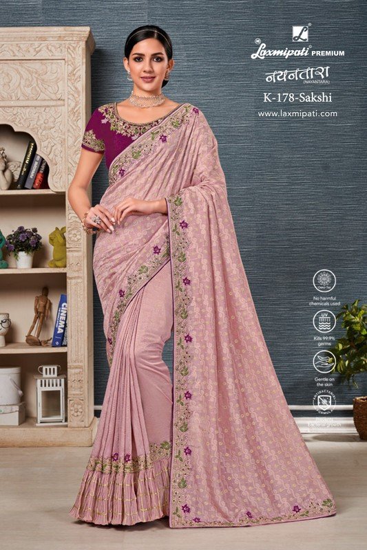 Laxmipati Nayantara K-178 Pink Viscose Saree