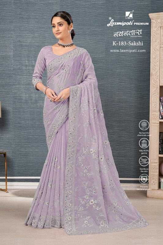 Laxmipati Nayantara K-183 Lavender Saprkle Chiffon Saree