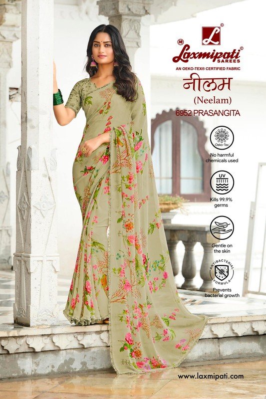 Laxmipati Neelam 6952 Green Georgette Saree