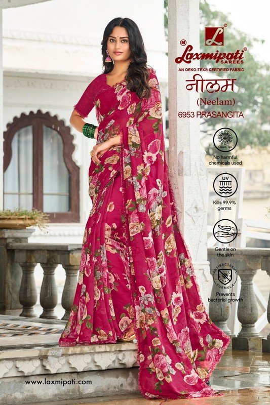 Laxmipati Neelam 6953 Pink Georgette Saree