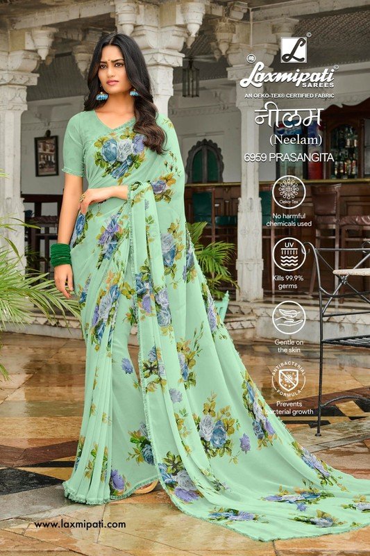 Laxmipati Neelam 6959 Green Georgette Saree