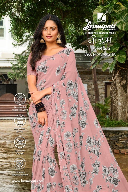 Laxmipati Neelam 6960 Pink Georgette Saree