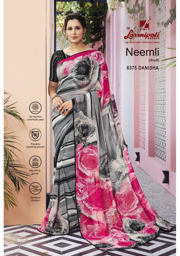 Laxmipati Neemli 6375 Grey Georgette Saree