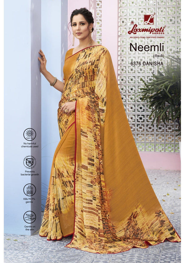 Laxmipati Neemli 6376 Yellow Georgette Saree