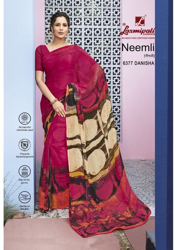 Laxmipati Neemli 6377 Pink Georgette Saree