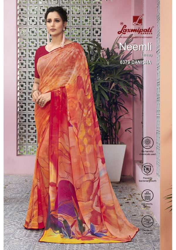 Laxmipati Neemli 6379 Peach Georgette Saree