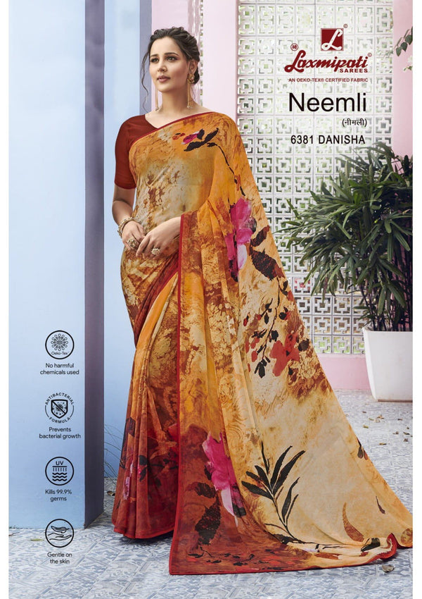 Laxmipati Neemli 6381 Multicolor Georgette Saree