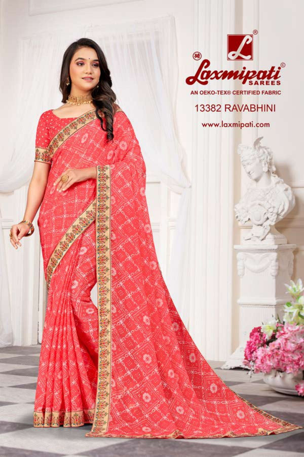 Laxmipati October Special Pm-13382 Pink Chiffon Saree