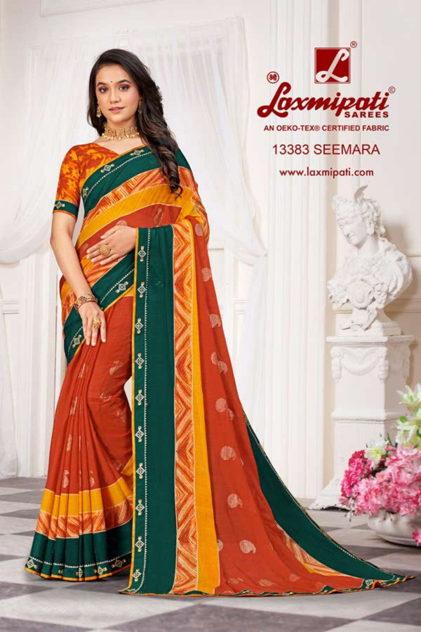 Laxmipati October Special Pm-13383 Multicolor Chiffon Saree