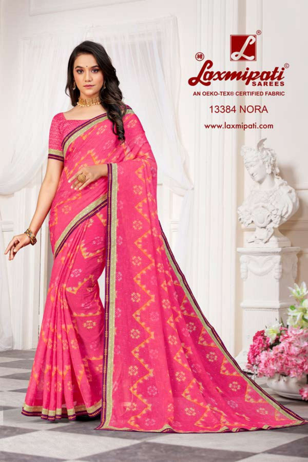 Laxmipati October Special Pm-13384 Pink Chiffon Saree