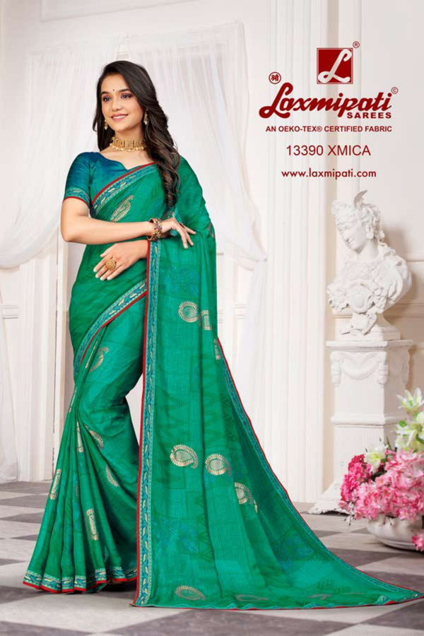 Laxmipati October Special Pm-13390 Green Chiffon Saree