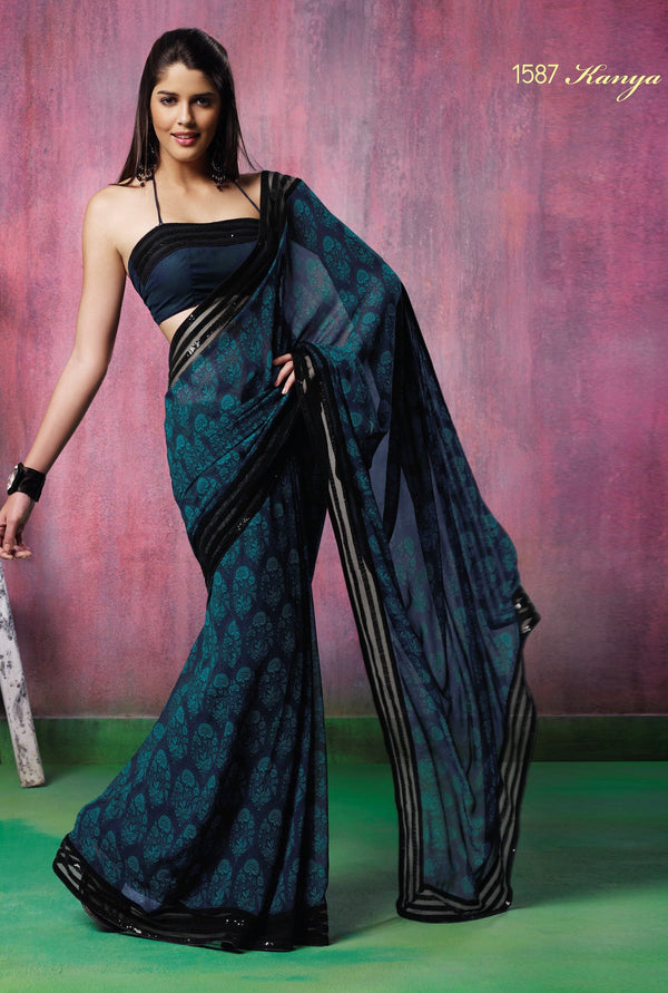 Laxmipati Old Hit 1587 Green Georgette Saree