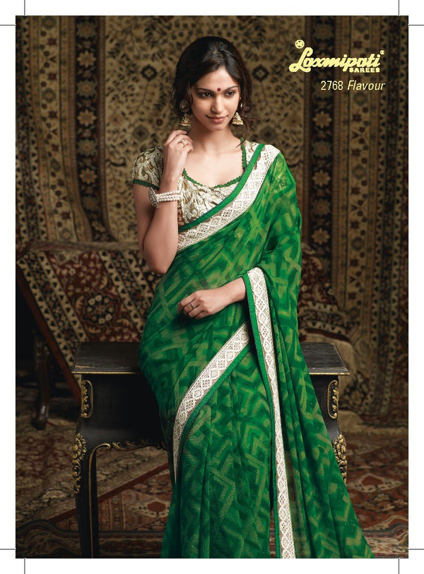 Laxmipati Old Hit 2768 Green Georgette Saree