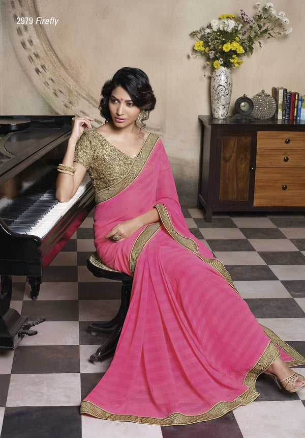 Laxmipati Old Hit 2979 Pink Chiffon Saree