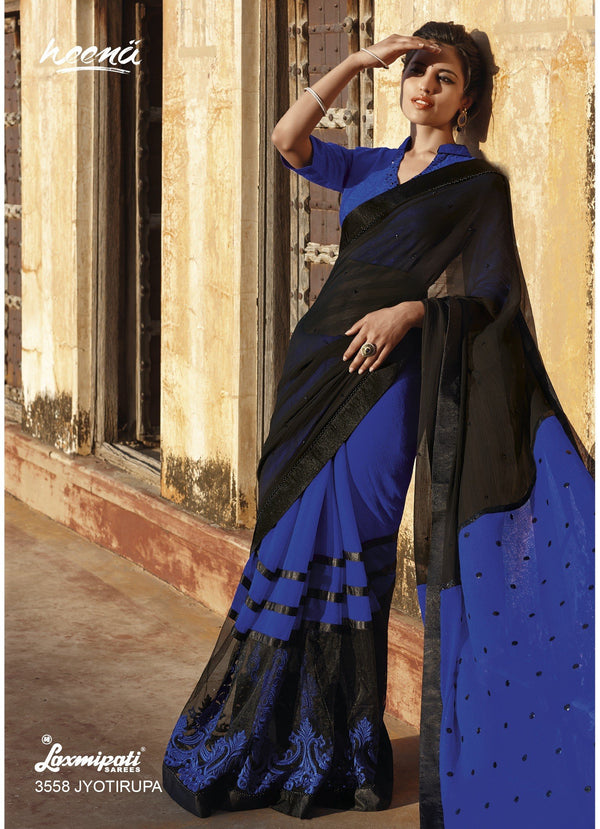 Laxmipati Old Hit 3558 Blue Georgette Saree