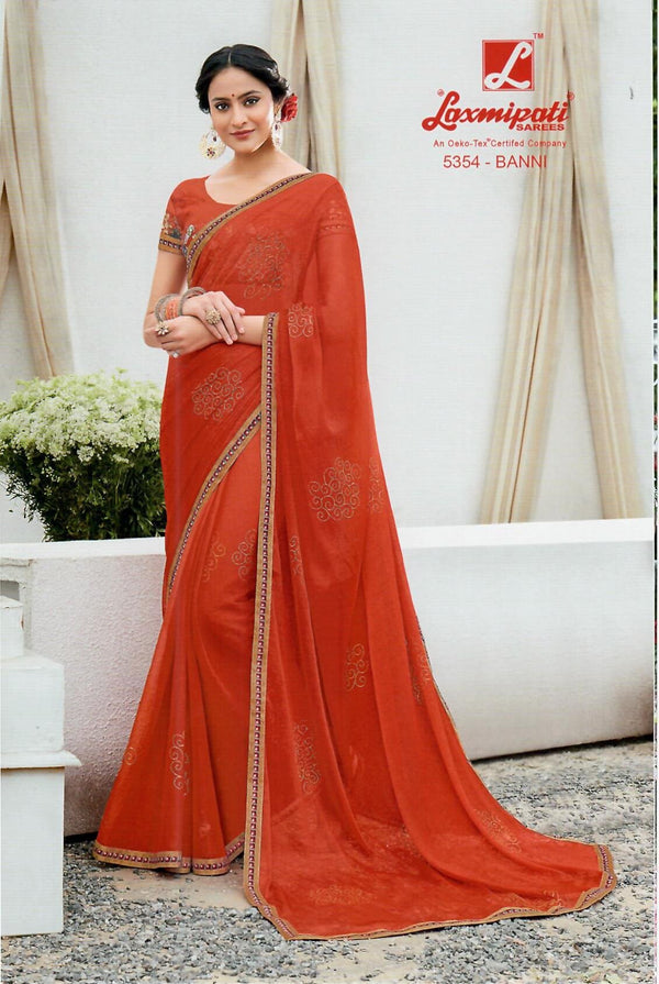 Laxmipati Phoolchidi 5354 Red Chiffon Saree