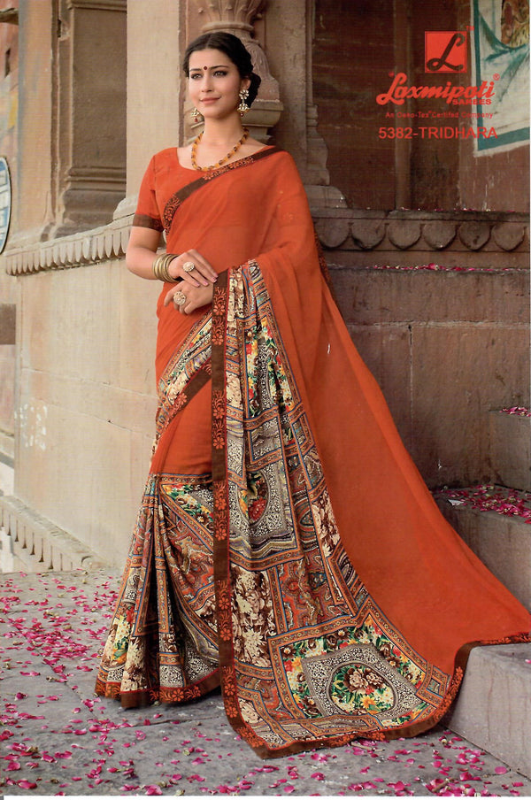 Laxmipati Dilbaro 5382 Orange Georgette Saree