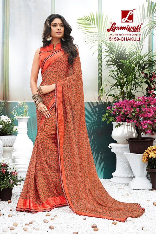 Laxmipati Rangrezi 5159 Orange Georgette Saree