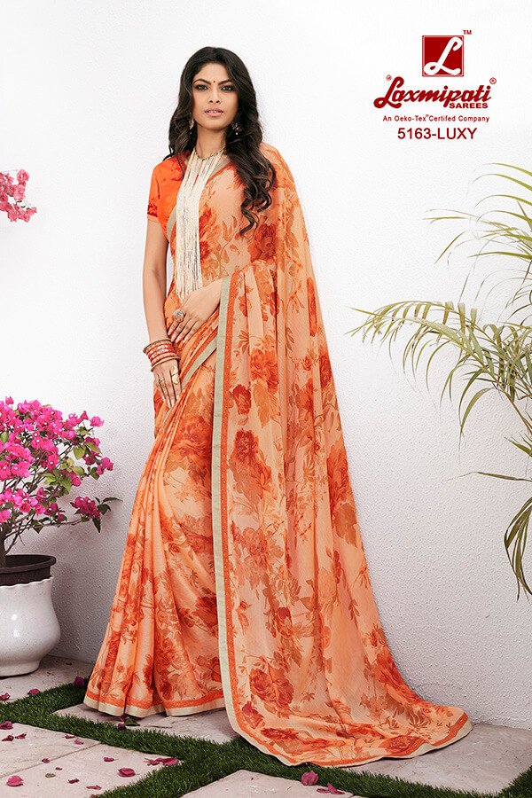 Laxmipati Rangrezi 5163 Orange Georgette Saree