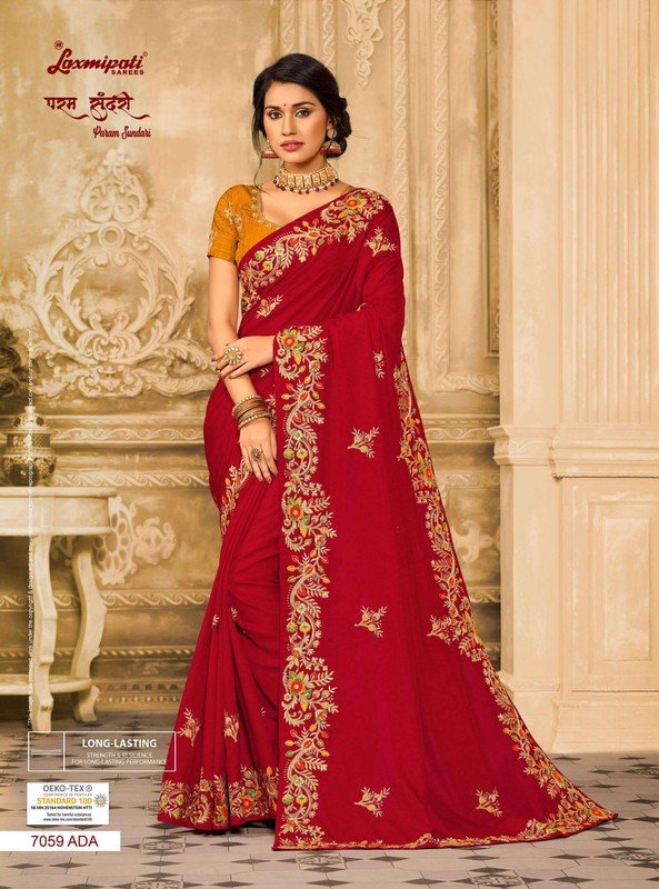 Laxmipati Param Sundari 7059 Red Silk Saree