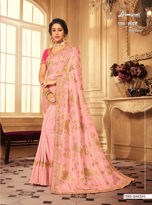 Laxmipati Param Sundari 7065 Pink Dola Silk Saree