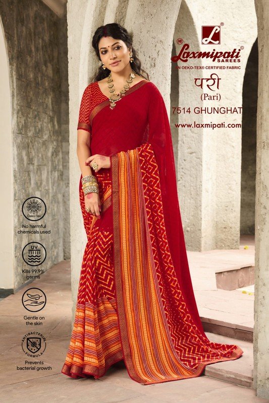 Laxmipati Pari 7514 Red Georgette Saree