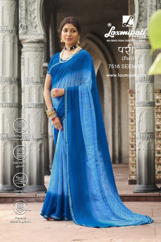 Laxmipati Pari 7516 Blue Georgette Saree