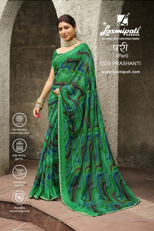 Laxmipati Pari 7529 Green Georgette Saree