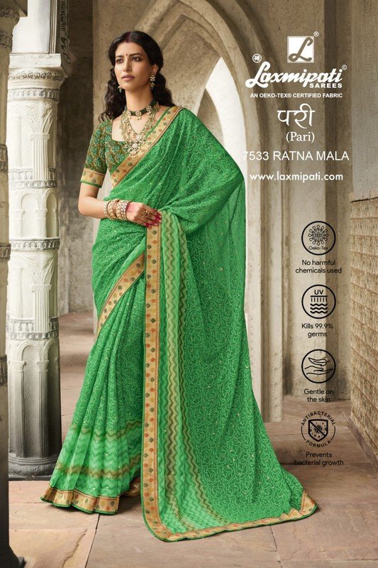 Laxmipati Pari 7533 Green Brasso Saree