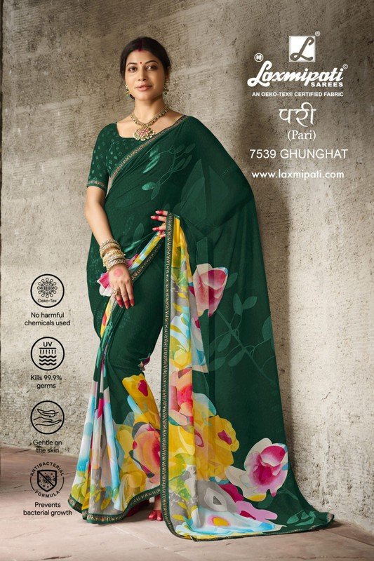 Laxmipati Pari 7539 Green Georgette Saree