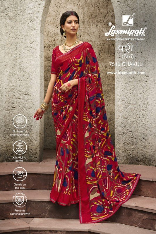 Laxmipati Pari 7540 Red Georgette Saree