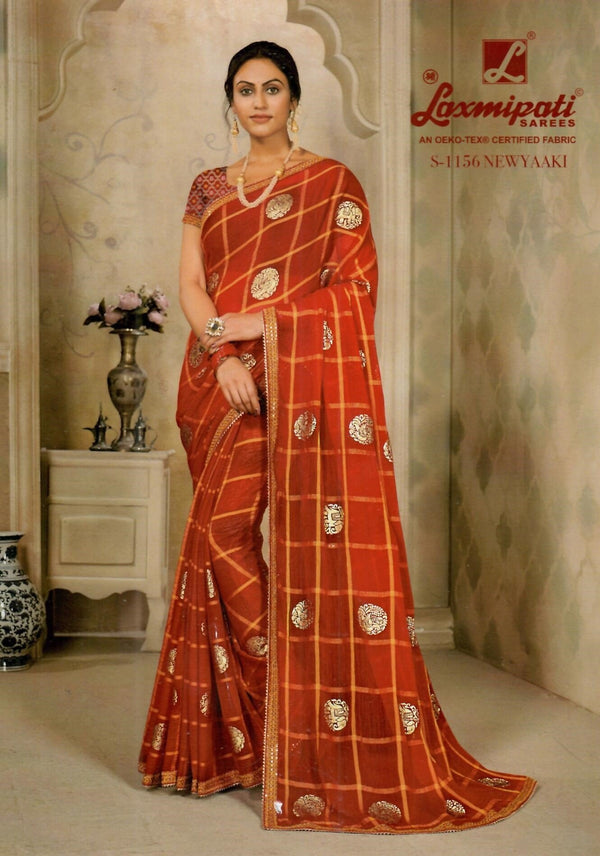 Laxmipati Parinay S-1156 Red Chiffon Saree