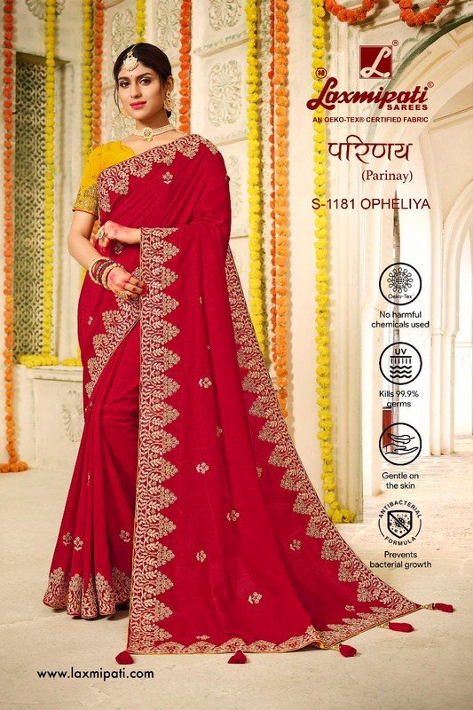 Laxmipati Parinay S-1181 Red Vichitra Silk Saree