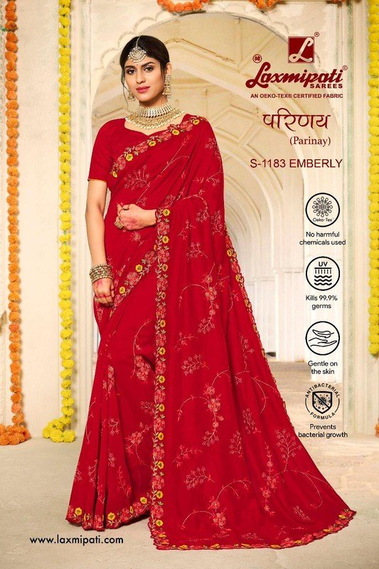 Laxmipati Parinay S-1183 Red Vichitra Silk Saree