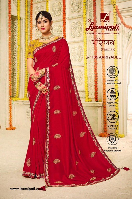 Laxmipati Parinay S-1185 Red Vichitra Silk Saree